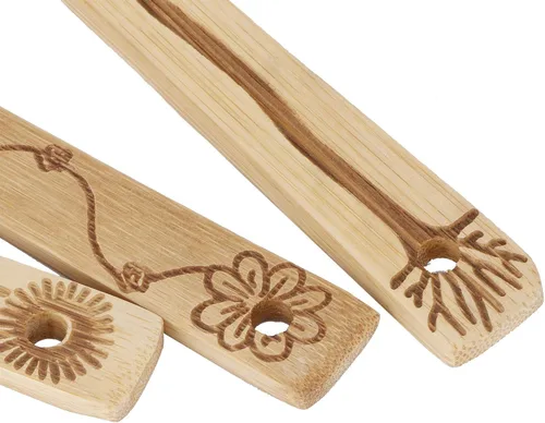 Vista 6 de Utensilios de cocina de bambú, cucharas de madera para cocinar (paquete de 5), espátula natural antiadherente, juego de utensilios de cocina