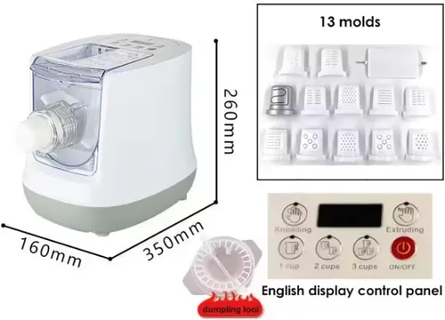 Vista 6 de Máquina eléctrica para hacer pasta, máquina automática para hacer fideos con 13 formas de pasta, máquina de pasta puede hacer fideos largos