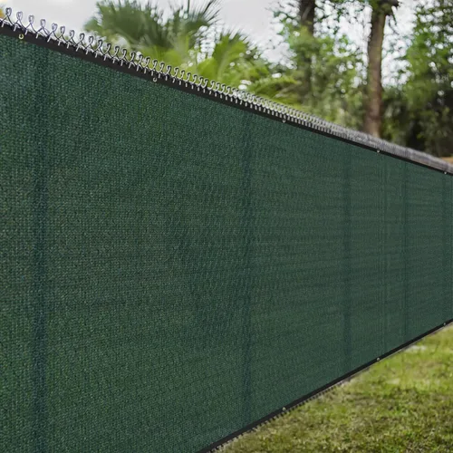 Vista 7 de Parabrisas para valla de privacidad de 6 x 1 pies con bloqueo solar de grado comercial resistente, 160 GSM con latón verde