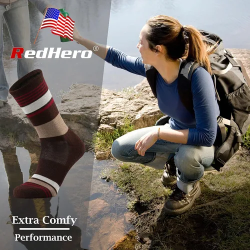 Vista 2 de Calcetines acolchados de lana merino para mujer con ligeros y suaves térmicos, para senderismo, senderismo, golf, senderismo, casual, para mujer