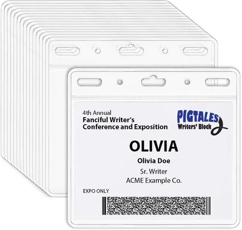Vista 9 de Soporte de identificación transparente para cordón, soporte para tarjetas de identificación impermeable