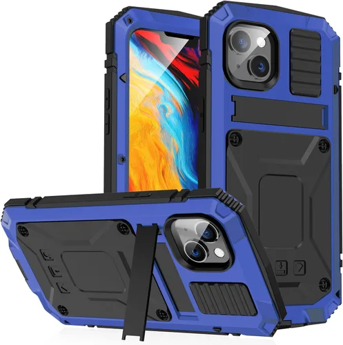 Vista 16 de Funda de metal para iPhone 14 de aluminio de grado militar con protector de pantalla de soporte de metal, a prueba de caídas, a prueba de golpes