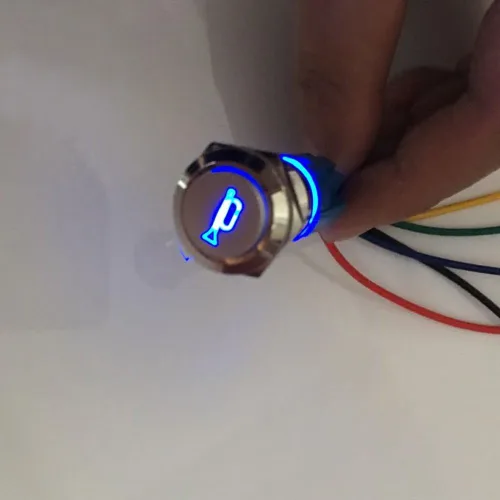 Vista 4 de ESUPPORT Interruptor de palanca de botón de bocina de altavoz momentáneo de coche de 12 V 0.748 in Azul claro