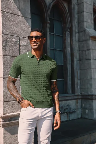 Vista 3 de PJ PAUL JONES Polo de punto para hombre de manga corta con cremallera de un cuarto