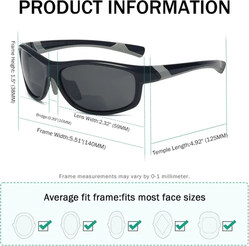 Vista 29 de Eyekepper Gafas de sol deportivas bifocales polarizadas para mujer