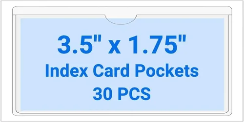 Vista 97 de 30 PCS Clear Self Adhesive Plastic Label Pockets, Top Loading Business & Library Index Card Holders, Peel and Stick Sleeves for Storage Bins, Totes