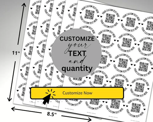 Vista 7 de Etiquetas adhesivas de código QR personalizadas para pequeñas empresas que empaquetan el sitio web de RSVP de la boda de 2 pulgadas