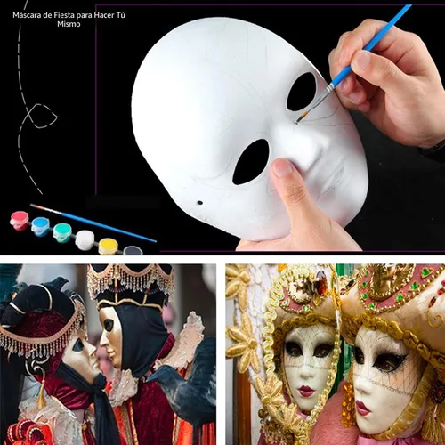 Vista 6 de CALPALMY Paquete de 14 máscaras de papel maché, 2 tamaños para proyectos artísticos, teatro, Halloween, fiestas de máscaras, arte en el aula