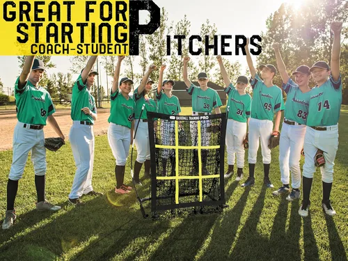 Vista 4 de JAPER BEES Red de lanzamiento con zona de huelga, equipo de entrenamiento de béisbol y sóftbol para jóvenes y adultos, diseño portátil de montaje