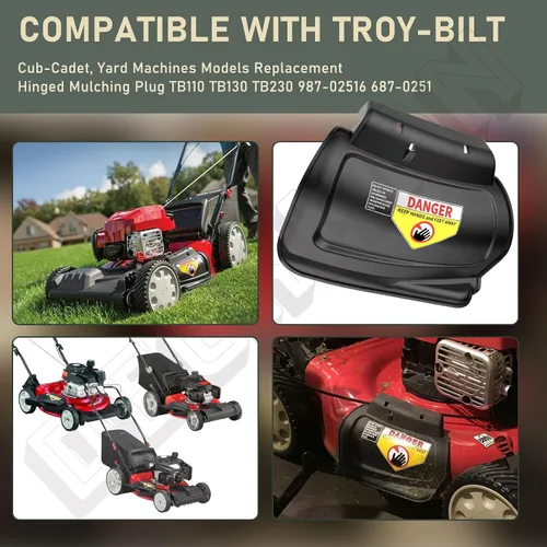 Vista 8 de 987-02516A Conjunto de tapón de mulching con bisagras para modelos Troy