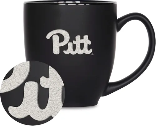 Vista 450 de Rico Industries - Taza de cerámica mate negra con grabado láser estándar de 15oz para NCAA (escuelas T & U) - Para bebidas calientes o frías