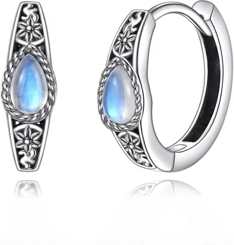 Vista 12 de POPLYKE Aretes de plata de ley con diseño de flores, pequeños aretes tipo huggie, regalo de joyería para mujer A-Daisy