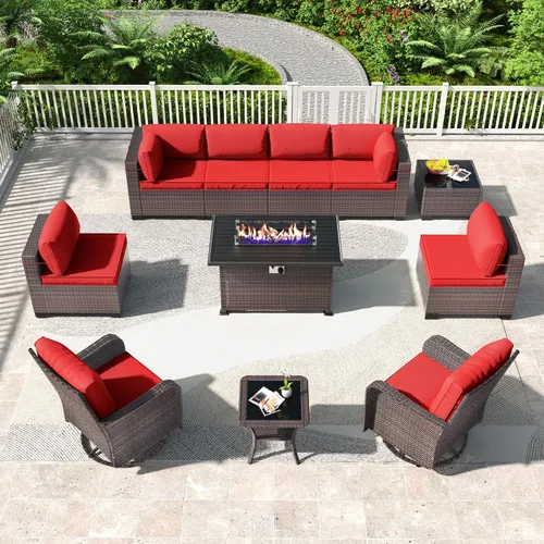 Vista 43 de Kullavik - Juego de muebles para exterior de 6 piezas con sofá modular de ratán de polietileno, color negro