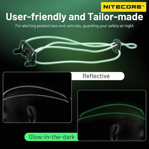 Vista 4 de Nitecore NU21 linterna frontal ultra ligera de 360 lúmenes para exteriores con haz dual USB-C recargable con etiqueta (blanco)