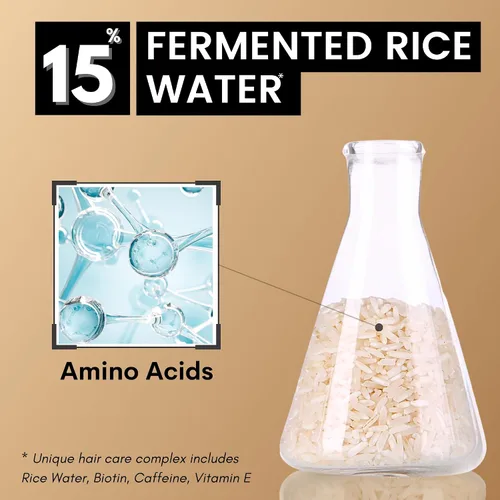 Vista 3 de Champú y acondicionador de agua de arroz para adelgazar el cabello, con ingredientes naturales que incluyen biotina y cafeína, hombres y mujeres