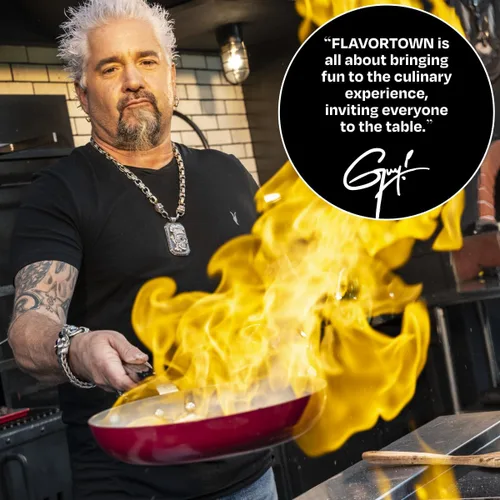 Vista 2 de Guy Fieri's Flavortown Juego de utensilios de cocina de cerámica de 2 piezas, sartenes antiadherentes de 10 y 12 pulgadas, utensilios de cocina