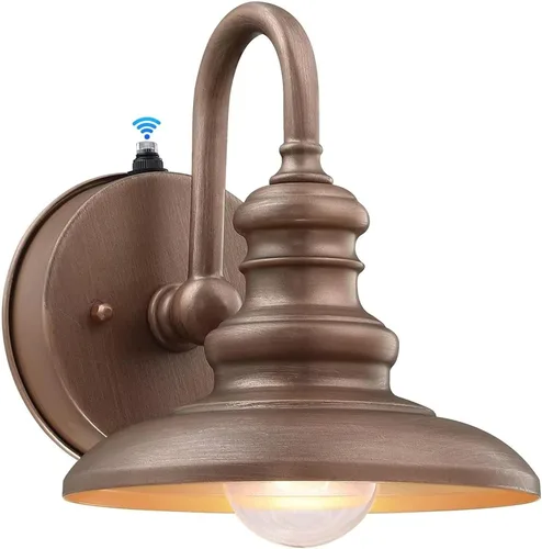 Vista 10 de LONEDRUID Aplique de Pared Exterior con Sensor de Anochecer a Amanecer Negro Luminarias de Granero con Cuello de Ganso Impermeables de Estilo Granja