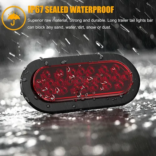 Vista 4 de PSEQT 6" luces LED rojas para remolque, 24 luces LED ovaladas, luces de freno, de parada, luces de identificación traseras, impermeables, de montaje