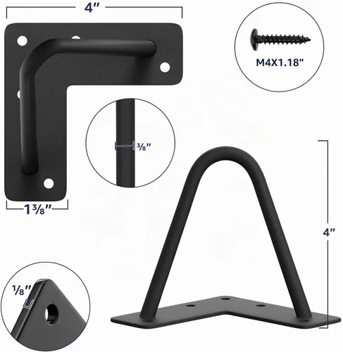 Vista 2 de SMARTSTANDARD Patas de muebles de horquilla de alta resistencia de 4 Negro
