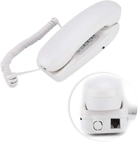 Vista 5 de Teléfono fijo con cable, teléfono de pared con cable de escritorio para el hogar, hotel, sala de estar, oficina, línea telefónica alimentada, blanco