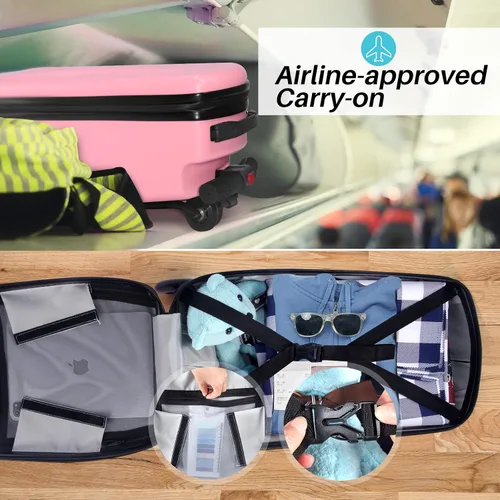 Vista 6 de iubest Maleta plegable de aluminio para niños y adultos, equipaje de viaje para niños y niñas de negocios y escuela, Versión Pink-Kids, Equipaje