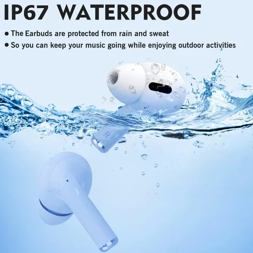 Vista 6 de Auriculares inalámbricos, auriculares Bluetooth inalámbricos en el oído con micrófono ENC con cancelación de ruido, 30 horas con estéreo de alta