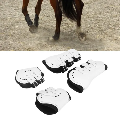 Vista 3 de Zerodis 4 botas de caballo, botas de tendón de caballo con frente abierto, botas ajustables y ligeras para pierna de caballo con correas de hebilla