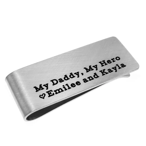 Vista 4 de Father's Day Money Clip for Dad or Grandpa, Personalized Money Wallet from Wife or Kids, Minimalist Pocket Wallet Cash Credit Business Card Holder