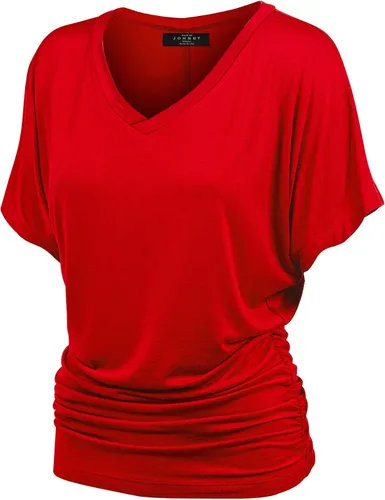 Vista 19 de Made By Johnny Camiseta de manga corta Dolman con cuello barco y dobladillo curvado para mujer, ajuste holgado Wt1037_aqua