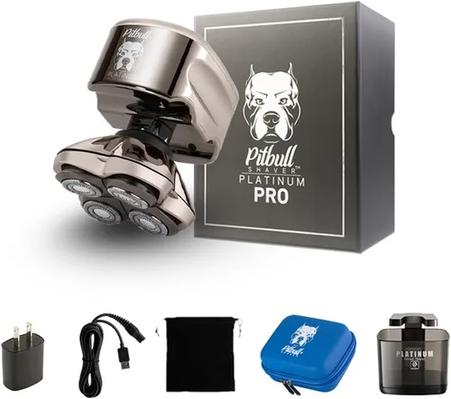Vista 9 de Skull Shaver Pitbull Platinum PRO - Kit de afeitadora de cabeza y cara, afeitadora eléctrica inalámbrica, capacidades de afeitado en húmedo y seco