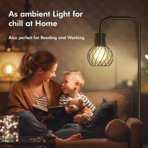 Vista 3 de Lámpara de pie industrial, lámpara de pie LED moderna con bombilla LED de 6W, interruptor de pie, lámparas altas de metal para sala de estar