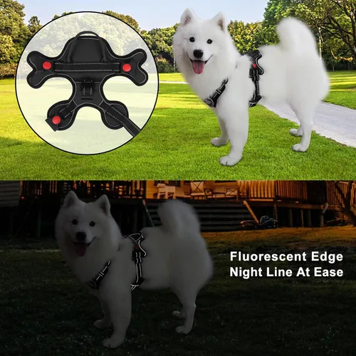 Vista 5 de Gimilife Arnés para perro, chaleco reflectante ajustable para perro, arnés sin tirones con insignia y corbatín para cachorros, perros pequeños
