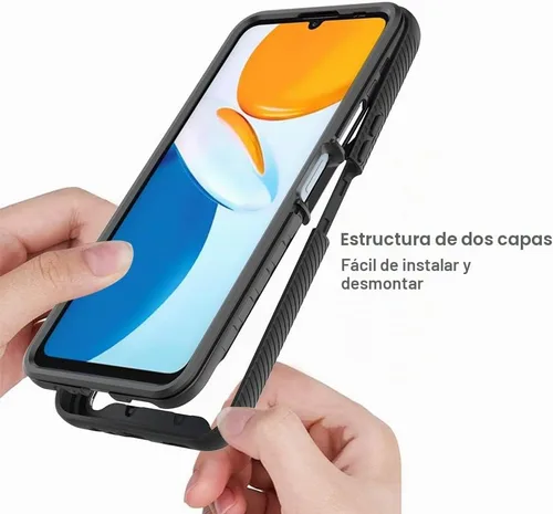 Vista 3 de Funda compatible con Honor X7, anticaídas y amortiguadora, compatible con Honor X7 4G CMA-LX1 CMA-LX2 CMA-LX3 Negro