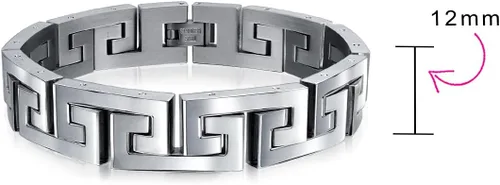 Vista 5 de Bling Jewelry Pulsera de eslabones de símbolo de símbolo de diseño geométrico masculino fuerte para hombres y adolescentes, pulsera de acero