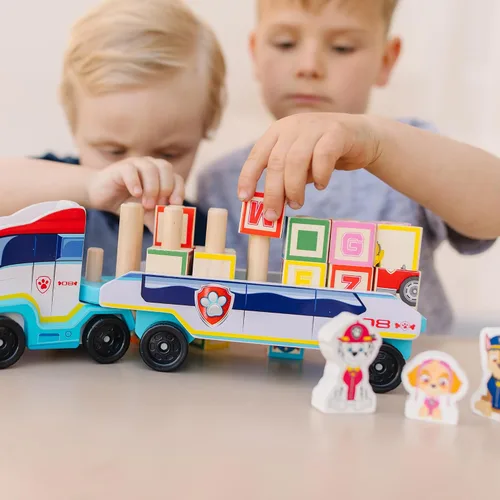 Vista 2 de Melissa & Doug Camión de Bloques de Madera ABC de la Patrulla Canina (33 piezas)