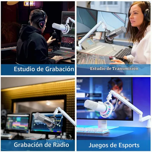 Vista 6 de Soporte de micrófono giratorio de 360°, brazo de micrófono, brazo de micrófono de perfil bajo, compatible con tornillo de 3/8 pulgadas, 5/8 pulgadas