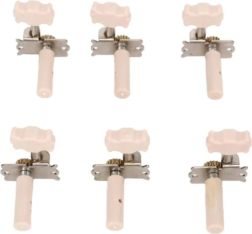 Vista 8 de Paquete de 6 clavijas de afinación de guitarra clásica, afinador de metal 3L3R para reemplazo, afinadores de un solo agujero para guitarra clásica