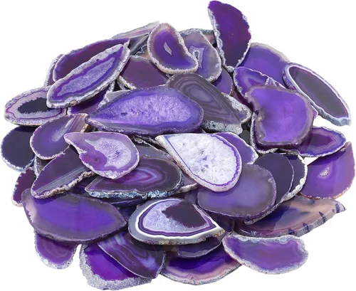 Vista 11 de mookaitedecor Láminas de ágata pulida para mesa contraluz, paquete de tarjetas de geoda de ágata de 12 piezas Assorted Geode Slices, No Holes