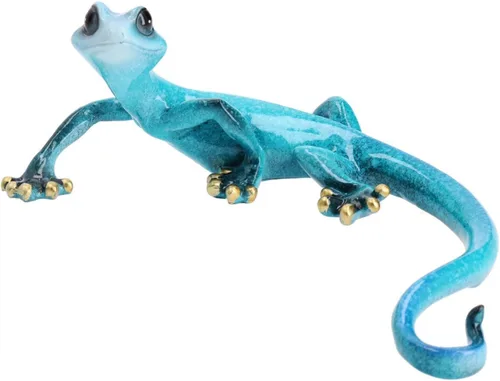 Vista 14 de AB Tools Blue Gecko Lizard Resina Cobertizo de pared Escultura Decoración Estatua Pequeña Casa Ornamento