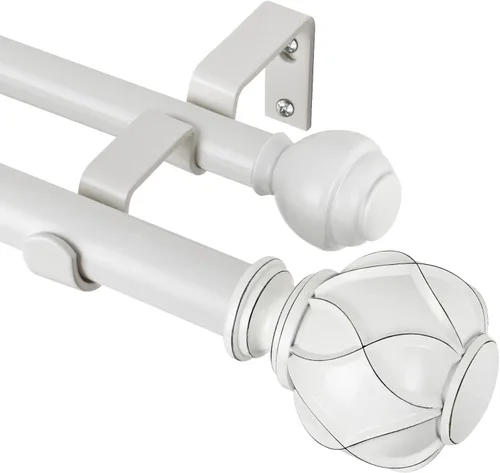 Vista 12 de KAMANINA Barras de cortina dobles para ventanas de 72 a 144 pulgadas, oro Dorado champán