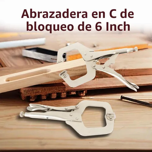 Vista 2 de findmall 5 abrazaderas C de bloqueo de 6 pulgadas con almohadillas giratorias, mesa de alicates de bloqueo tipo C de alta resistencia y agarre