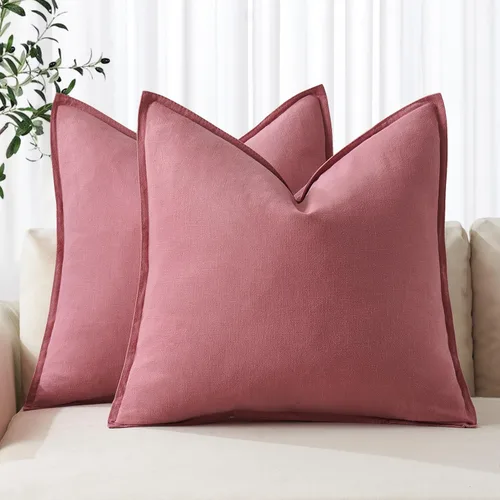 Vista 21 de MIULEE - Juego de 2 fundas de almohada decorativas de lino, estilo bohemio, rústico, neutral, para sofá, cama, 16 x 16 pulgadas, color marrón