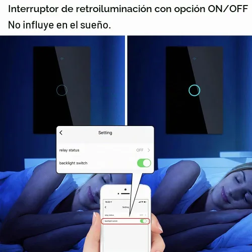 Vista 4 de MOES Smart switch táctil de cable único 2ª generación WiFi RF433, no necesita cable neutro, compatible con Smart Life/Tuya App, Alexa y Google Home