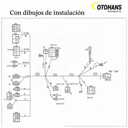 Vista 6 de Kit de arnés de cables completo, kit de cableado eléctrico para montaje con alambre de cobre completo para GY6 4-Stroke cuatro ruedas. Tipo de motor