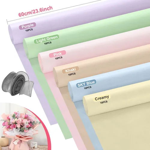 Vista 3 de VinTS 48 hojas de papel de forro de algodón de 23.6 x 23.6 pulgadas, estilo coreano de papel de forro de ramo floral impermeable, papel de regalo