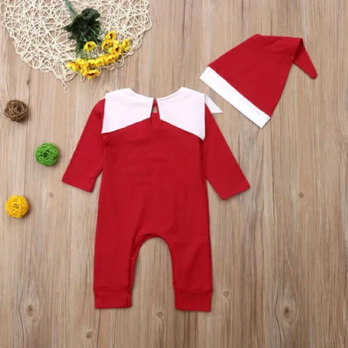 Vista 4 de DNOMAID YZARC Traje de bebé recién nacido, disfraz de elfo de Papá Noel, manga larga, mameluco con sombrero