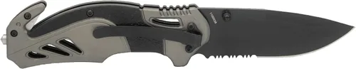 Vista 2 de Smith & Wesson 8in High Carbon S.S. Spring Assisted Folding Knife with 3.25in Serrated Drop Point Blade and Rubberized Aluminum Handle for Outdoor