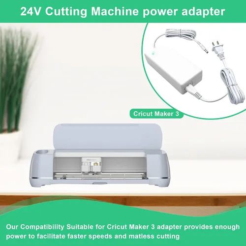 Vista 3 de Cable de alimentación compatible con la máquina de corte Cricut Maker 3, cable de repuesto de alimentación de 24 V CC compatible con adaptador