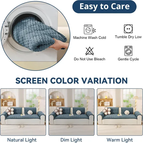 Vista 9 de OstepDecor Funda de sofá para perros, lavable, antideslizante, protector de Azul