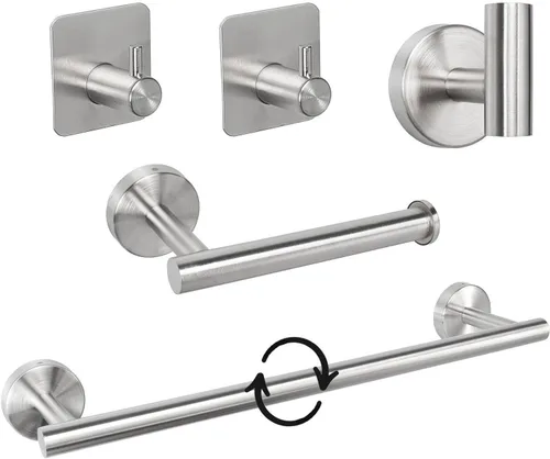 Vista 14 de TocTen Juego de 4 piezas de accesorios de baño, juego de barra de toalla de mano de acero inoxidable grueso, incluye soporte para toallas de baño